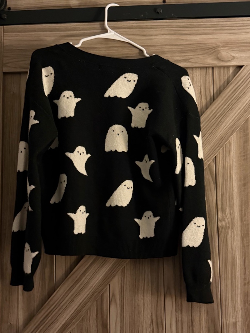 Cat & Jack Black and White Knit Cardigan with Ghost Pattern - Picture 2 of 4